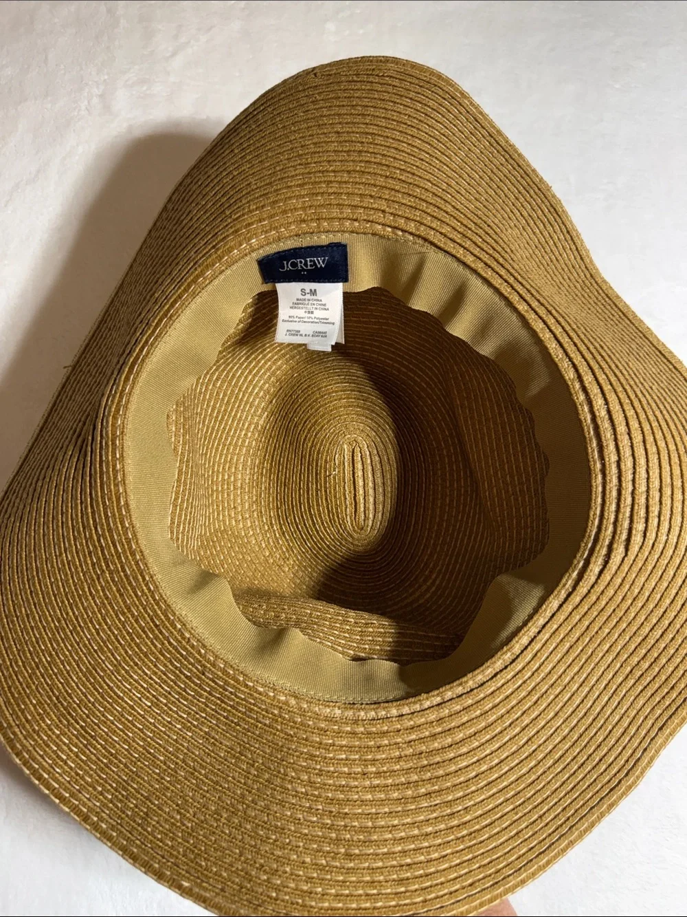 J. Crew Tan Straw Sun Hat with Cream Ribbon